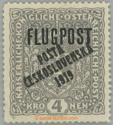 242783 -  Pof.54II, Air FLUGPOST 4 Koruna grey / black, overprint typ