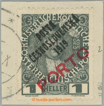 242822 -  Pof.83a, overprint PORTO 1h grey / red on cut-square, overp