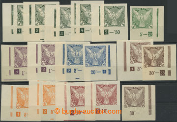 242929 - 1918 PLATE NUMBERS / Falcon in Flight (issue), selection of 