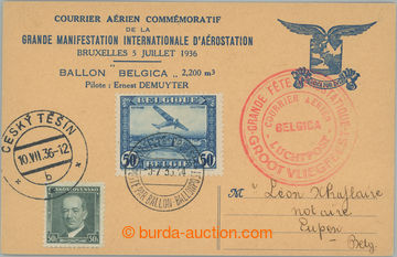 242943 - 1936 BALÓNOVÁ POŠTA / předtištěný lístek přepraven