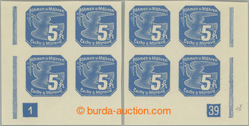242979 - 1939 Pof.NV2, I. vydání 5h modrá, levý a pravý rohový 
