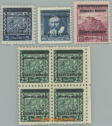 242998 - 1939 Pof.1, 4, 6, 11 plate variety, comp. of stamps with var