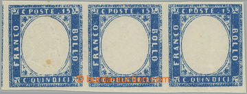 243041 - 1863 Sass.11n+11m, 3-páska Viktor Emanuel II. 15C modrá, v