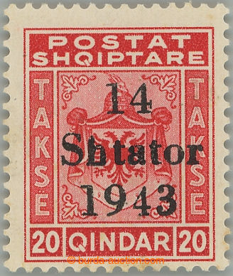 243064 - 1943 ALBANIEN / NEVYDANÁ doplatní 20 Quindar červená (Mi