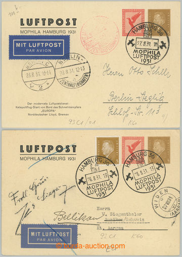 243095 - 1931 2x letecké celinové pohlednice KATAPULT HYDROPLÁNU Z