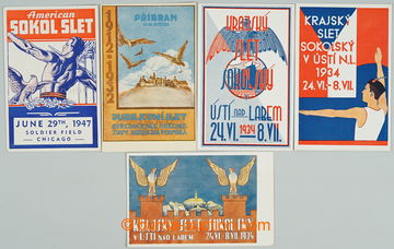 243182 - 1932-1947 comp. 5 pcs of advertising Sokol Ppc small format,