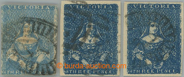 243247 - 1850-1854 SG.6 and 2x 31d, Victoria 3P pale blue fine border