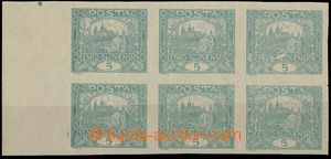24325 -  5h light blue-green, block of 6 with L margin and print spi
