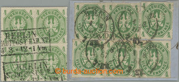 243252 - 1861 Mi.14a, b, block of four Coat of arms 4Pf green with ca