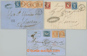 243271 - 1858-1859 POŠTA V EGYPTĚ / ALEXANDRIA / 3 dopisy do Itáli
