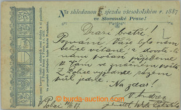 243339 - 1887 SOKOL / PŘEDCHŮDCE postcard / correspondence card wit