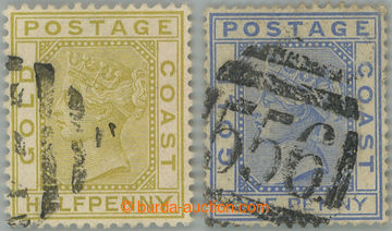 243342 - 1882 SG.9-10, Viktorie ½P olivověžlutá a 1P modrá, prů