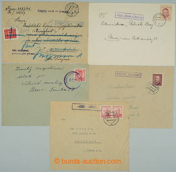 243347 - 1946-1950 SESTAVA / 5ks dopisů s atypickými razítky pošt