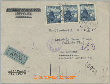 243491 - 1939 Let-dopis zaslaný do Melbourne, vyfr. vodorovnou 3-pá