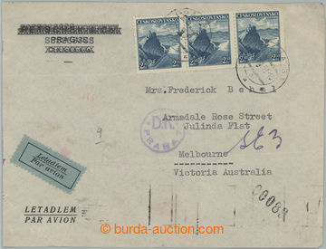 243491 - 1939 airmail letter to Melbourne, franked with. horiz. str-o