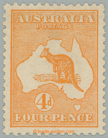 243500 - 1913 SG.6, Kangaroo and Map 4P orange, DIE II, wmk Wide Crow