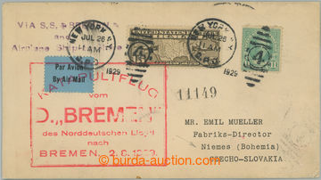 243527 - 1929 CATAPULT / letter to Czechoslovakia with Mi.273, 301, C