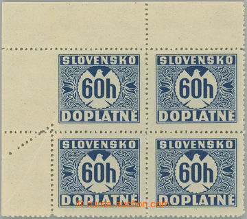 243541 - 1939 Sy.7x VV, Doplatní (II) 60h modrá, levý horní rohov
