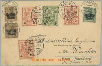 243581 - 1916 TOWN POST WARSAW / letter with mixed franking of German