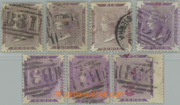 243583 - 1859-1874 SG.2-4, Victoria 6P, comp. of 7 stamps, various sh