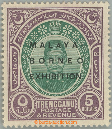 243632 - 1922 SG.58d, Suleiman $5, přetisk MALAYA BORNEO EXHIBITION,