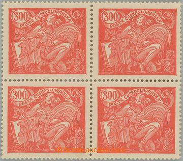 243741 -  Pof.166B, 300h red, block of four, comb perforation 13¾ : 
