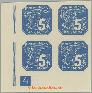243949 - 1939 Pof.NV1 DČ, I. vydání 5h modrá, levý dolní rohov