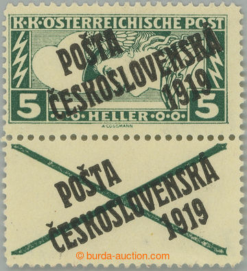 244046 -  Pof.58A K, Rectangle 5h green with overprinted coupon, line