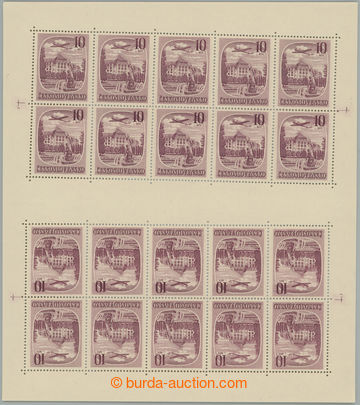 244082 - 1951 Pof.TL L34, Spa 10Kčs purple-red, whole printing sheet