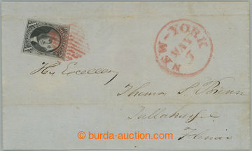 244212 - 1847 letter with Mi.2, Washington 10C intense black, red gri