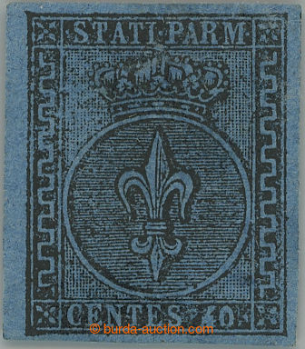 244280 - 1852 Sass.5, Heraldická lilie 40c modrá; neupotřebený ex