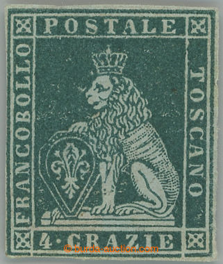 244284 - 1851 Sass.6, Heraldický lev 4Cr v základní barvě verde s