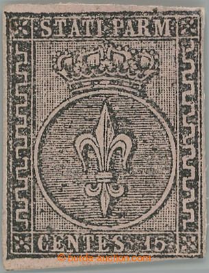 244287 - 1852 Sass.3, Heraldic lily 15c rosa; very fine unused piece 