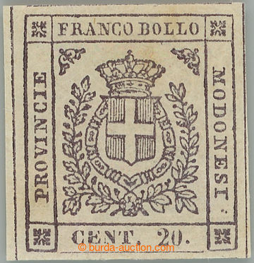 244294 - 1859 GOVERNO PROVVISORIO / Sass.15a, Znak 20C violetto scuro