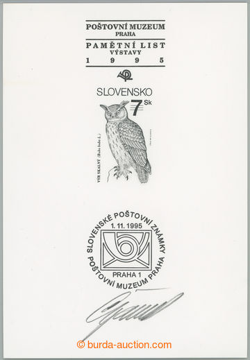 244377 - 1995 PT4, Výr skalní, přítisk Poštovní muzeum Praha, s