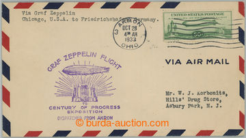 244392 - 1933 ZEPPELIN / letter to New Jersey forwarded by airship LZ