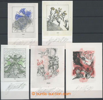 244621 - 1994-1996 R. Cigánik - 5 pcs of added prints for FDC on cha