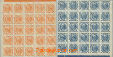 244757 - 1901 ANK.101, 103, corner block-of-25 Newspaper stamps 2H an