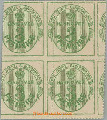 244769 - 1864 Mi.21x, Znak 3Pfg zelená ve 4-bloku, rosa gummierung, 