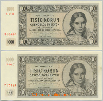 244846 - 1945 Ba.78b+78c1, sestava 2 bankovek: 1000Kčs 1945, I. vyd