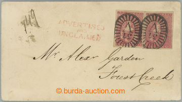 244874 - 1855 SG.27b, 2x Victoria 1P bright rose-pink on local lette,