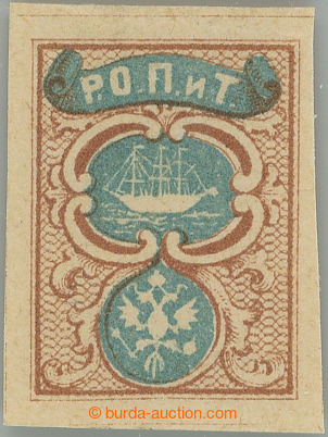 244921 - 1865 LEVANTA / Mi.1, Orel a parník 10pa hnědá / modrá; v