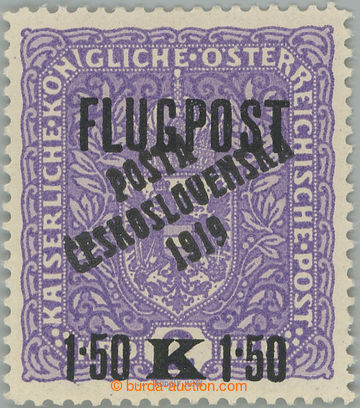 244949 -  Pof.52II, Airmail FLUGPOST 1,50K/2K violet/ black, overprin