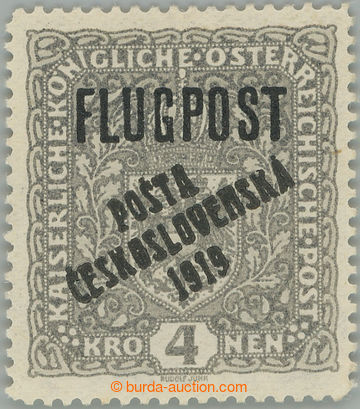 244979 -  Pof.54II, Air FLUGPOST 4 Koruna grey / black, overprint typ