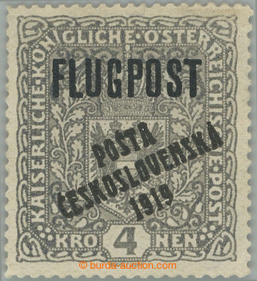 244984 -  Pof.54II, Air FLUGPOST 4 Koruna grey / black, overprint typ