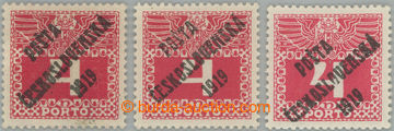 244997 -  Pof.66, Large numerals 4h red, complete set types I, II and