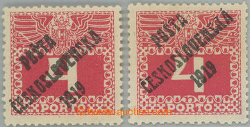 244998 -  Pof.66, Large numerals 4h red, comp. of 2 stamp., types II 