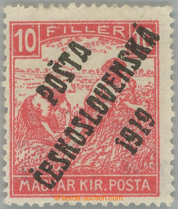 245038 -  Pof.99, White numerals 10f red, overprint type II.; hinged,