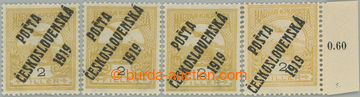 245045 -  Pof.90, 2h yellow, complete set of all overprint types, I. 