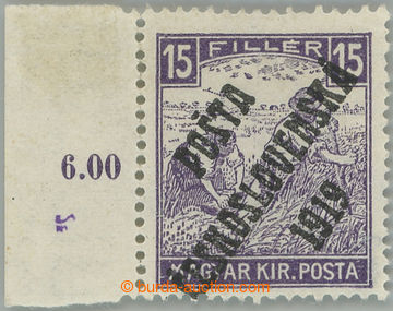 245067 -  Pof.100, White numerals 15f violet, overprint type I., stam